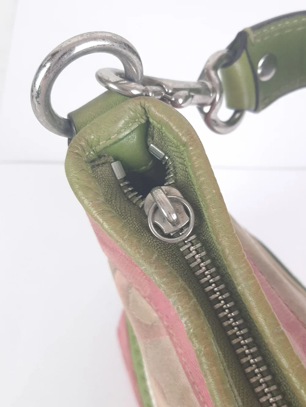 Coach Y2K Bleecker Daisy Patchwork Demi Bag Signature Canvas Pink Green F14725 - Picture 9 of 13